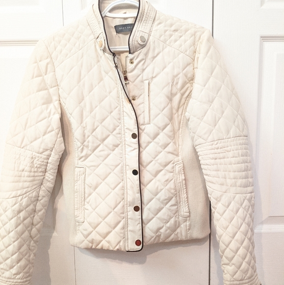 Cream & Gold Puffer Women Jacket Quilted Size M - Picture 1 of 7